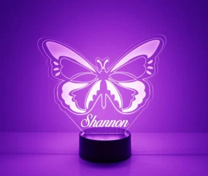 Butterfly Night Light, Personalized Free, LED Night Lamp, With Remote... - Picture 1 of 4