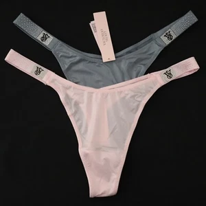 2 NEW Victoria's Secret Scattered Shine Strap Thong Bling Panties Lot MEDIUM - Picture 1 of 9