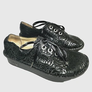 Alegria ABB-551 Black Women Leather EUR Size 36 US 6.5 Embossed Lace Up Shoes - Picture 1 of 15