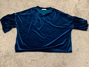 Tres Bien Damen Shirt Größe Large türkis Velours Kurzarm weich bequem Oberteil - Bild 1 von 11