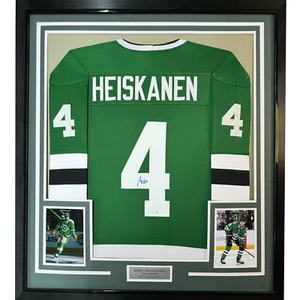Framed Autographed/Signed Miro Heiskanen 35x39 Dallas Green Retro Jersey JSA COA - Picture 1 of 2