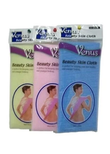 3 Pack Yellow,Pink,Blue" Venus Nylon Korea Beauty Skin Bath Wash Cloth Towels - Picture 1 of 3