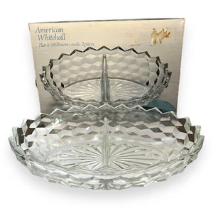 Indiana Glass Clear Crystal Oval Relish Dish 7" x 10" Divided Serving Bowl USA - Picture 1 of 8