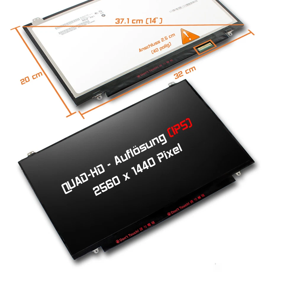 14,0" LED Display matt passend für Lenovo IBM ThinkPad X1 Carbon GEN 2 IPS QHD - Bild 1 von 1