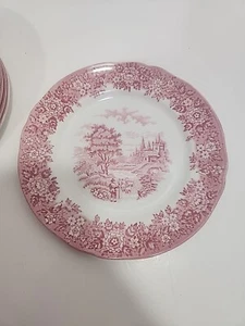 Plato de 7 pulgadas vintage Pink Homeland de Franciscan Transfer Ware - Imagen 1 de 3
