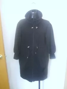 Theory Long Black Full Zipper Jacket Petite Navin Style Pockets Drawsring Waist - Picture 1 of 11