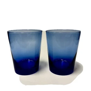 Libbey FLARE COBALT BLUE Set of 2 On the Rocks Old Fashioned Tumblers Glassware - Picture 1 of 5