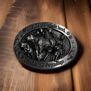 1992 Farm Animal Theme #554/1200 Puyallup Fair Belt Buckle Siskiyou Pewter - Picture 1 of 21