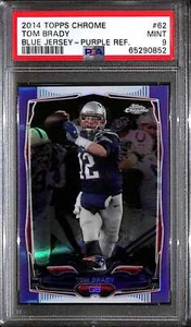 2014 Topps Chrome Purple Refractor 62 Tom Brady Blue Jersey PSA 9 MINT - Picture 1 of 2