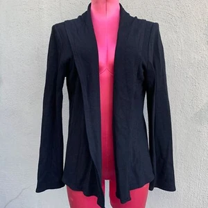 Eileen Fisher Open Drape Cardigan Long Sleeve Black Women Casual Sweater S - Picture 1 of 6