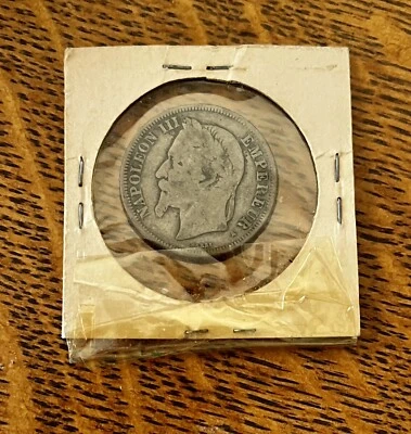 1867-A Napoleon III Empire Francais Silver Barre 2 Francs Coin - Image 1 of 2