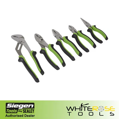 Siegen Comfort Grip Pliers Set 5pc Sealey Water Pump Slip Joint Side Long Nose - Image 1 of 4