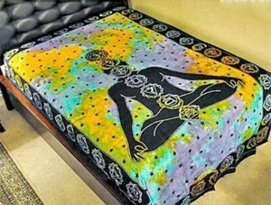 Chakra Symbole Meditation Wandteppich 72" x 108" (Tie Dye/Schwarz) - US-Verkäufer - Bild 1 von 1