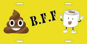 BEST FRIENDS FOREVER POOP EMOJI LICENSE PLATE (YELLOW) - Imagen 1 de 1