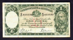 Australia R-28. (1933) 1 Pound.. Riddle/Sheehan.. George V Portrait.. gFine - Picture 1 of 2