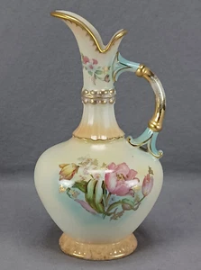 Antique Austrian Pink Floral & Gold Blush Ivory Style Ewer Circa 1880-1900 A - Picture 1 of 9