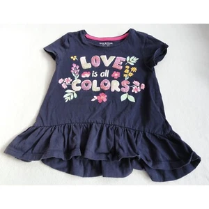 Isaac Mizrahi Navy Love is All Colors Sequin Tee - Girls Size 5 - Picture 1 of 5