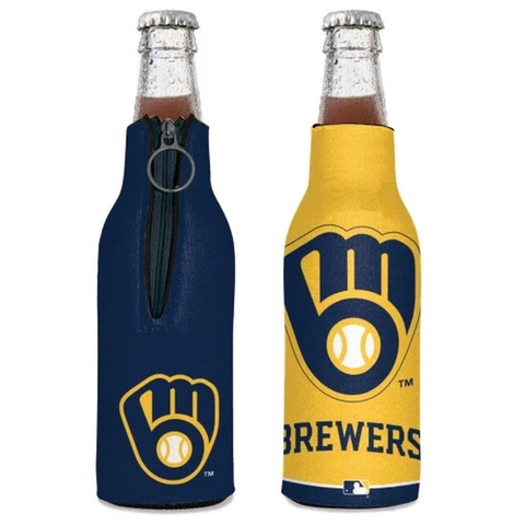 Milwaukee Brewers 12oz Two Sided Bottle Cooler [NEW] MLB Can Holder Foam Koozie Cover