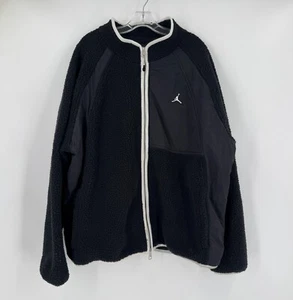 Air Jordan Mens Black Fleece Woven Hybrid Full Zip Up Jacket Sz XXL - Picture 1 of 4