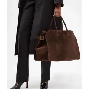 Genuine Leather Bag Luxury Suede Top Handle Designer Tote Bag - Picture 1 of 14