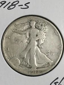 Mezzo dollaro Liberty 1918-S argento da passeggio in ottime condizioni circa - Foto 1 di 2