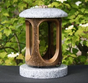 Grablaterne Grablicht Grabschmuck Grab-Lampe aus Viscont Granit - Bild 1 von 4