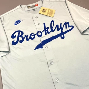 New Nike Brooklyn Dodgers Gray Script Blank MLB Button Up Jersey Sz M $155 - Picture 1 of 13