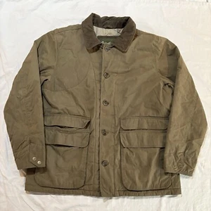 Eddie Bauer Waxed Chore Coat Barn Jacket Men’s XL Brown Corduroy Collar Quilted - Picture 1 of 19