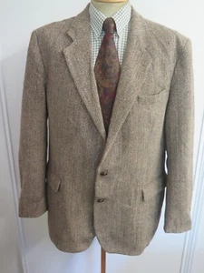 Genuine Harris Tweed men's brown herringbone blazer Jacket 46" R Euro 56 Regular - Picture 1 of 10