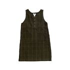 Vintage LL Bean karierter Pullover Kleid Cord Taschen ärmellos Made in USA Größe 4