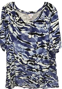NEU LuLaRoe mittelblau schwarz weiß Batik SUPER WEICH Boyfriend T-Shirt - Bild 1 von 7