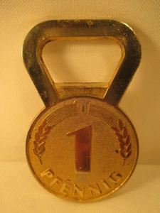 Metal Bottle Opener 1 Pfennig Mark Coin Germany - Picture 1 of 4