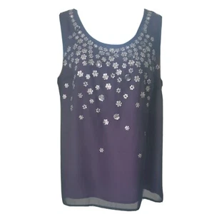 Lane Bryant Women Sleeveless Top Soft Chiffon with Sheer Lining Beading Size 16 - Picture 1 of 11