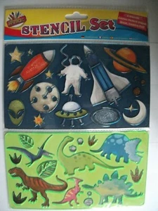 2 Stück Kinder 22,5 cm Farbschablone Lineale Formen Kunst Handwerk Weltraum Dinosaurier - Bild 1 von 4