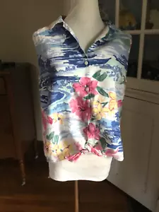Camicia blusa Tommy Bahama tropicale floreale lino bottoni cravatta davanti taglia SP - Foto 1 di 8
