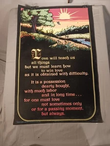 Love Quote Beach Sunset Sunrise Sunshine BLACK LIGHT VINTAGE POSTER 70s TEACH US - Picture 1 of 10
