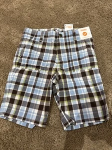 NWT Gymboree Adjustable Waist SUMMER Boys Blue Green Plaid Shorts Size 5t - Picture 1 of 3