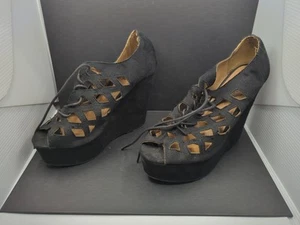 Charlotte Russe schwarze Damenschuhe mit Keilabsatz Größe 8 " - Bild 1 von 11