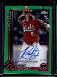 2025 Topps Chrome Rhett Lowder Rookie Auto Green Refractor Rookie #72/99 Reds - Picture 1 of 2
