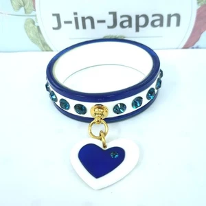 Miu Miu Heart Motif Plastic Bangle Bracelet Blue White Used from Japan - Picture 1 of 23