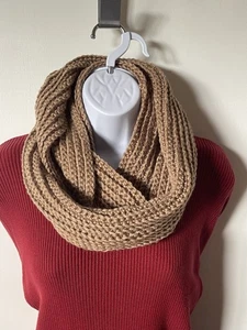 INFINITY SCHAL LOOP KUTTE TAUPE GEHÄKELT WINTER HALSWÄRMER HANDMADE US UNISEX - Bild 1 von 9