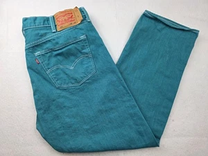 2017 Levi’s 501 korallenblau Herren Denim Jeans Hose schrumpft auf Passform 42 x 32 Knopfleiste - Bild 1 von 10