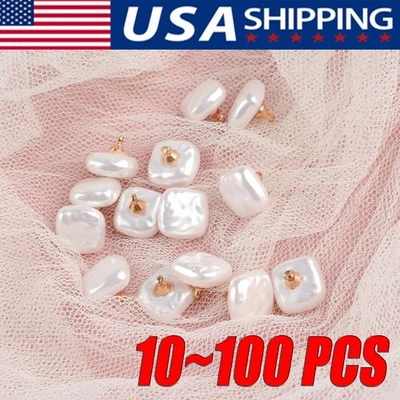 10-100Pcs Pearl Buttons with Shank for Sewing Gold Button Crafts for Clothes Lot - Image 1 of 4