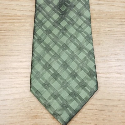 Corbata de cuello para hombre Calvin Klein verde Glen a cuadros clásica mezcla de seda Foto 1 de 4