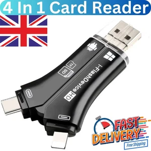 4 in 1 Type-C USB TF Memory Card Reader Adapter OTG For iPhone Android PC Phone - Picture 1 of 10