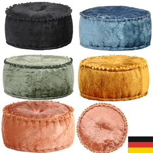 Pouf Rund Samt 40x20cm Blau/Grün Sitzpouf Sitzpuff Sitzhocker Bodenkissen - Bild 1 von 33