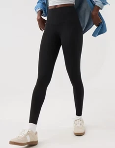 Offline By Aerie Black Crossover Waist Real Me Xtra High Rise 7/8 Leggings Sz L - Picture 1 of 12