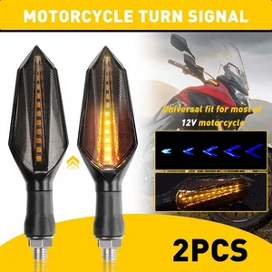 2X Motorcycle 12V LED Turn Signal Lamp Sequential Flowing Amber/Blue For Ninja - Picture 1 of 16
