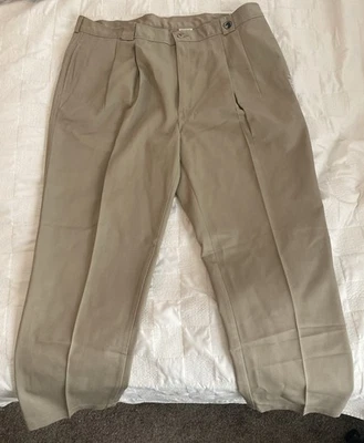 Cabeça de pato caqui frontal plissado sem rugas ajuste completo masculino 40x30 marrom novo - Imagem 1 de 4