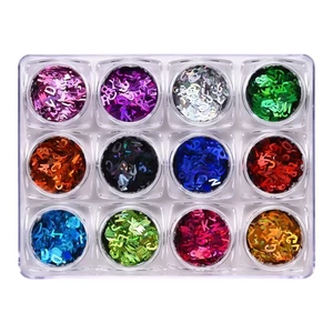 12 Color Winter Christmas Mixed White Letter Nail Glitter Sequins 3D Nail Decor - Picture 1 of 8